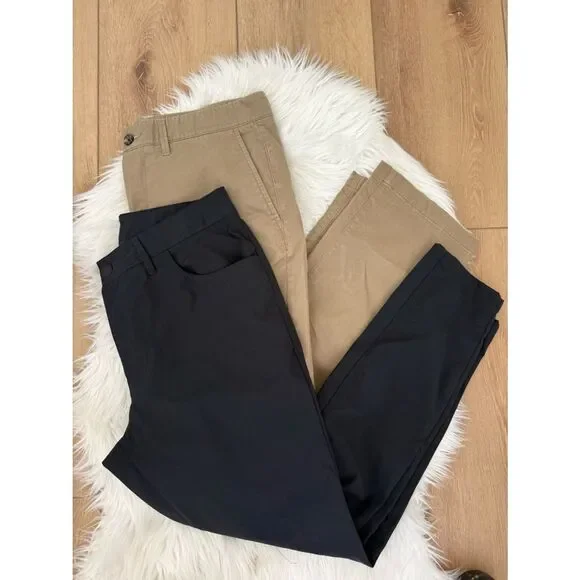 all in motion Black Pants and Tan Slim Chino Pants Duo - Size 30x32