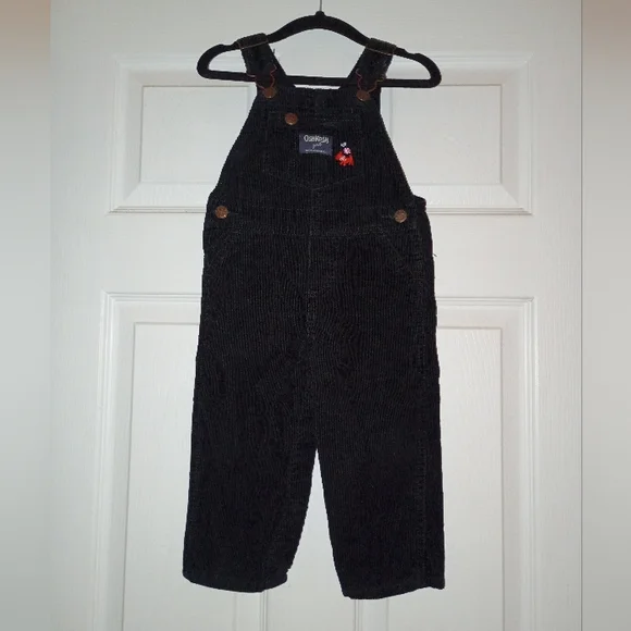 OshKosh B'gosh Toddler Girl Black Corduroy Overalls Size 18 Months
