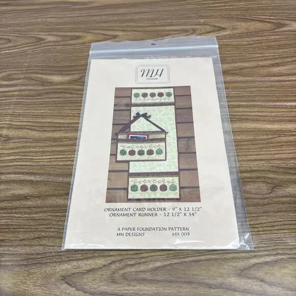 Ornament Card Holder & Runner Paper Foundation Pattern by MH Designs MH009