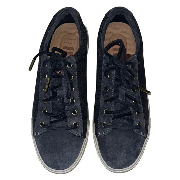 SPERRY Top Sider‎ Croco Leather Memory Foam Lace Up Sneakers