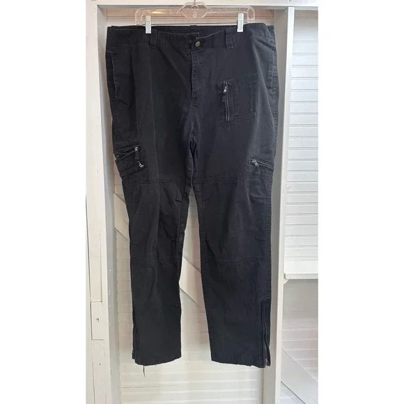 Free Knight Cargo Pants Men's 38 black tactical jeans Thrashed Y2K Skater grunge