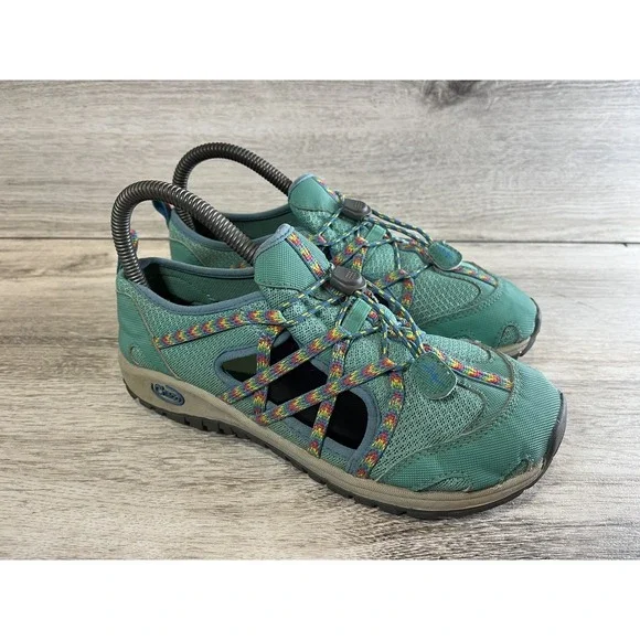 Chaco Outcross‎ Sneakers Kids 4 Green Mesh Lace Up Low Top Water Shoes J180198
