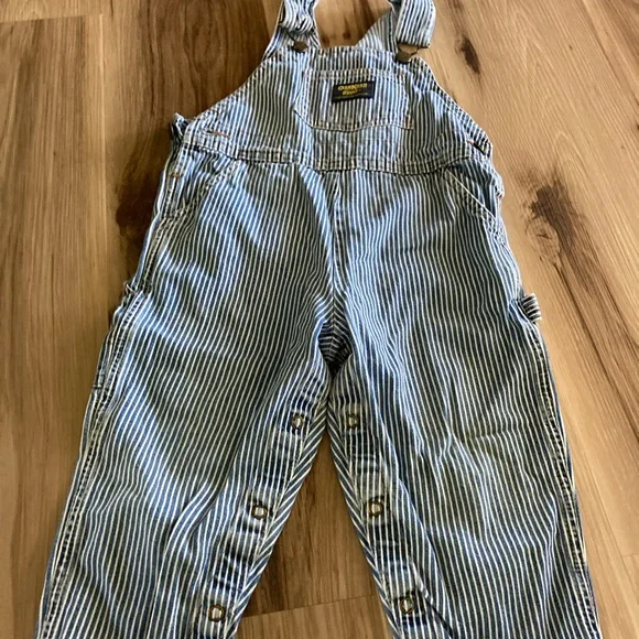 Vintage Oshkosh B'gosh Overalls Toddler Vestbak USA Railroad Blue Stripes 3T