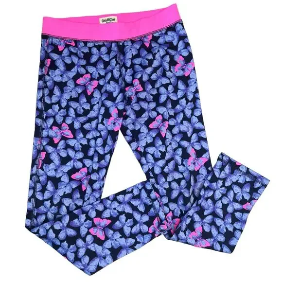 OshKosh B'gosh hot pink blue butterfly print active leggings girls size 10