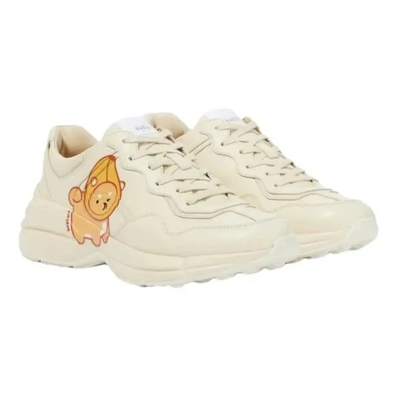 Brand New Gucci(WMNS) Gucci Kawaii Rhyton Leather Sneakers 'Cream White' Size 10