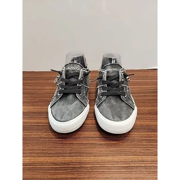 Jenn Ardor Womens 8.5 39 Gray Distressed Canvas Denim‎ Shoes W Zippers