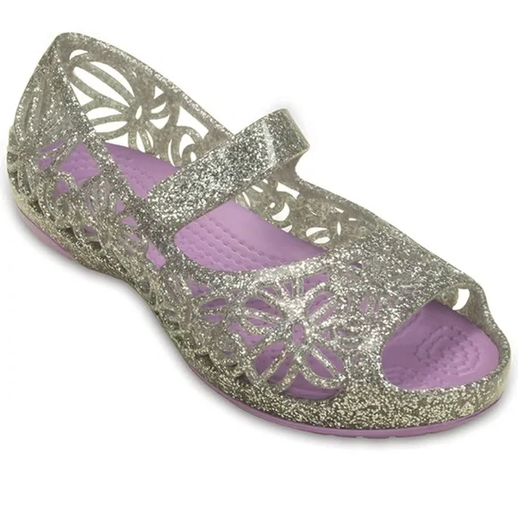 Crocs Isabella jelly shoe silver glitter size 8 toddler