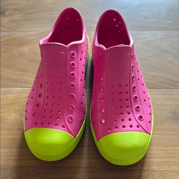 Native Jefferson Pink and Green Slip-On Shoes