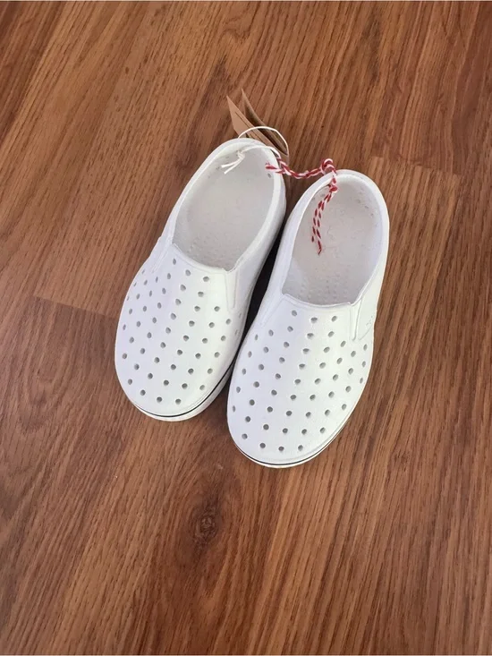 Kids White Slip-On Perforated Shoes