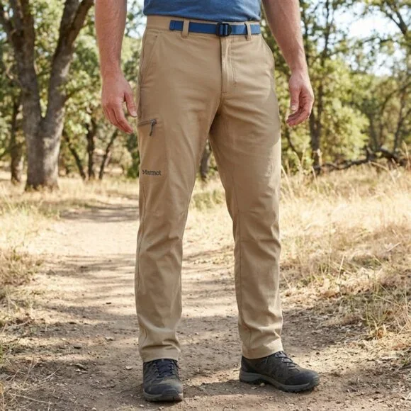 Marmot Arch Rock Pants Men's 40 Khaki Nylon Hiking Belted Outdoor‎ Lightweight