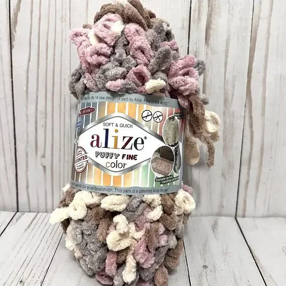 Alize Puffy Fine Baby Blanket Yarn 100g 100% Polyester #6033 Lot of 4 Skeins