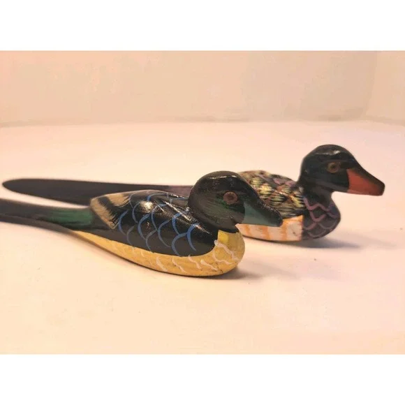 Vintage Avon Two Hand Carved Wood Duck Letter Openers 7.5