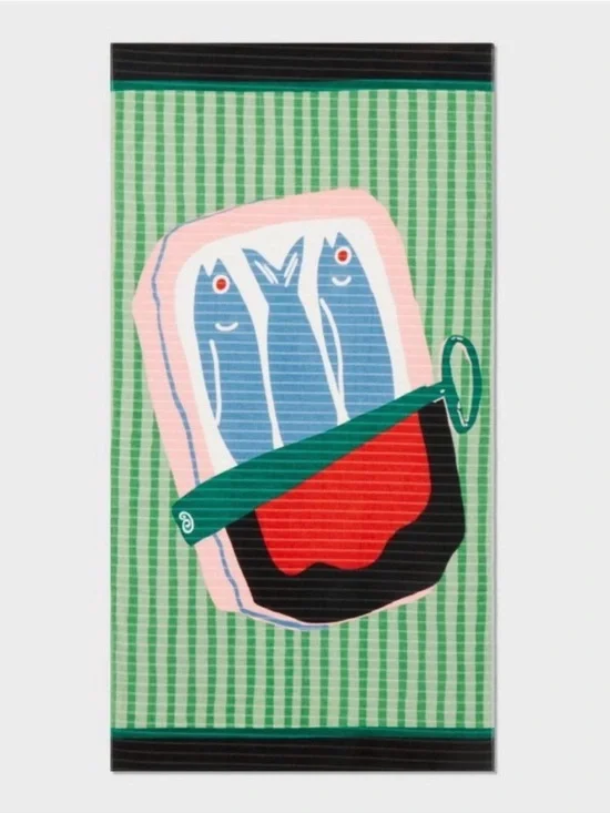 NWT Room Essentials Sardine Striped Beach Towel 72X36