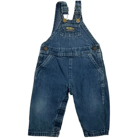 Vintage 80s OshKosh B'Gosh Vestback Bibs Overalls Denim 18 Months Made In USA