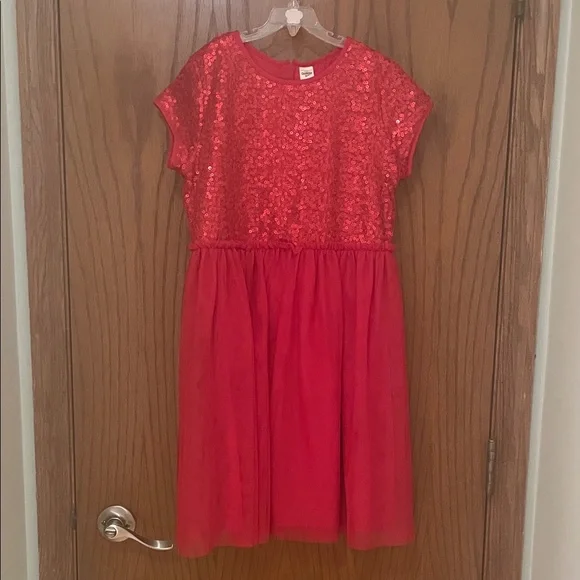 OshKosh B'gosh UEC Girls Sz 12 Sequined Red Tulle Dress ❤️ Valentines Day