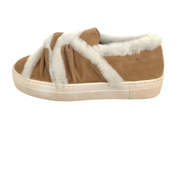 NWOT MAJE Tan and White Faux Fur Sneakers