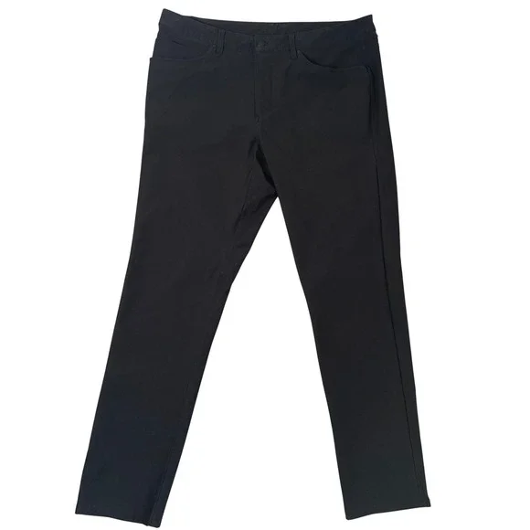 Lululemon ABC Pant Men 38 Black Slim Fit Chino Trouser Warpstreme Golf Travel