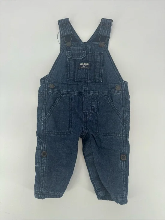 OshKosh B'gosh Baby 100% Cotton Unisex 6 month Blue Overalls Pants