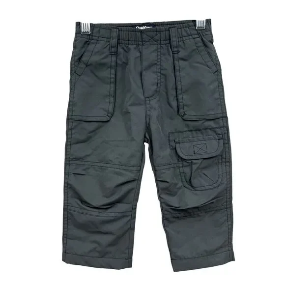 OshKosh B'gosh Cargo Pants Boys Infant Lined Elastic Stretch Waist Gray Sz 18M*