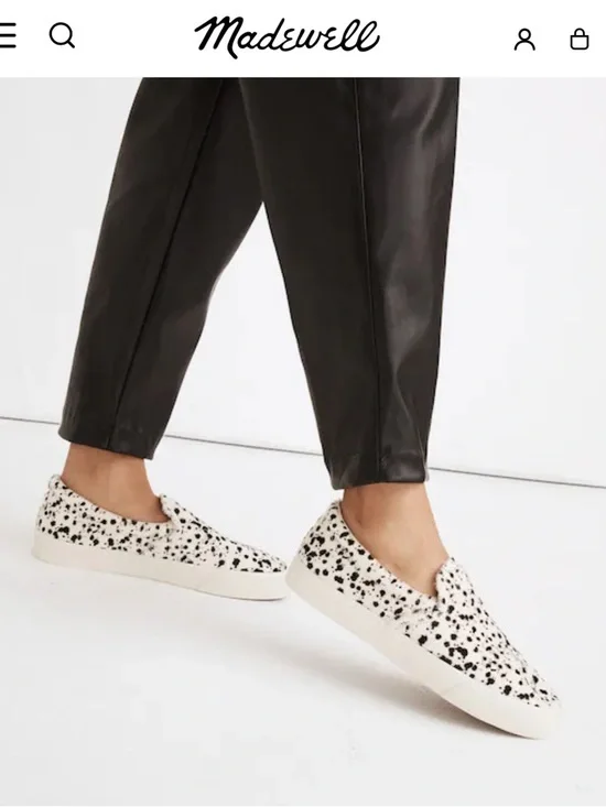 Slip-On Spatter-Print Calf Hair Sneakers - White/Black