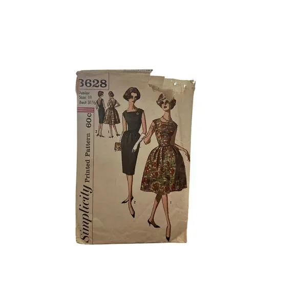Vintage Simplicity 3628 Sewing Pattern – Junior Size 11, Bust 31½