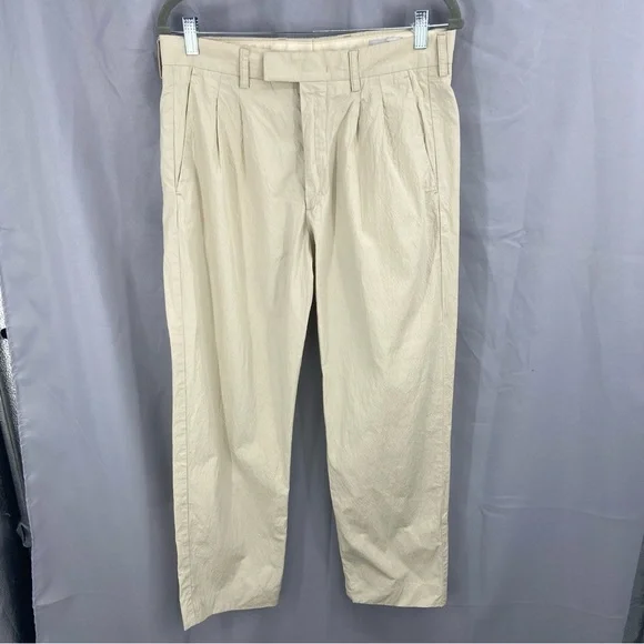 No Nationality NN07 Cream Pleated Front Fritz Pants Crinkle Fabric (Hemmed)