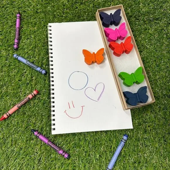 2/$30 Butterfly Crayons (6), Kids Boys Girls Pretty Unique Colorful B-day Gift