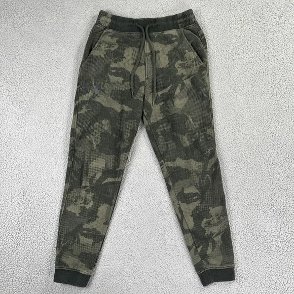Under Armour Sweatpants Men Large Fitted Green Camouflage Joggers Cold Gear