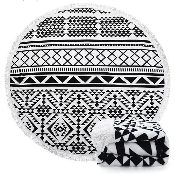 Indian Mandala Microfiber Round Beach‎ Blanket Tassels Water Absorbent Towel