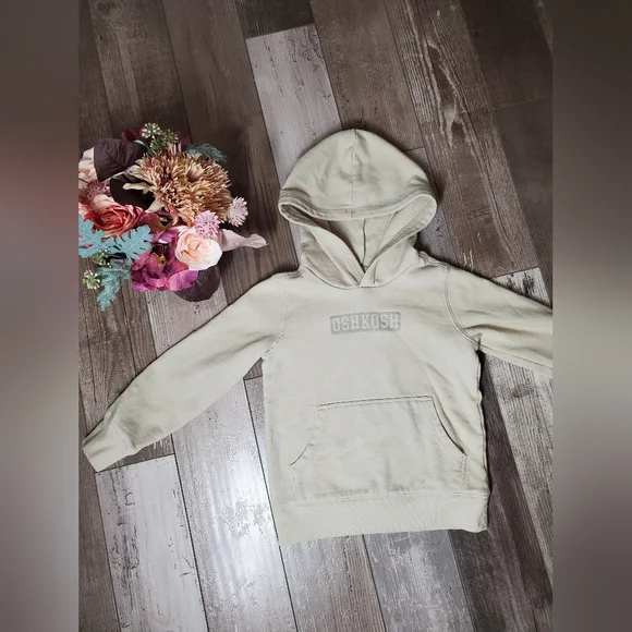 OshKosh B'gosh Beige Cream Fleece Pullover Hoodie Toddler Boy NWOT