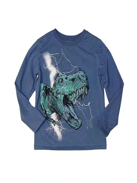 OSHKOSH B'GOSH Boy's Blue Dinosaur Graphic Long Sleeve Shirt Size 10