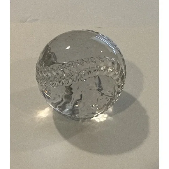 Baseball Paperweight Clear Glass Decorative Sports Collectible Work Desk Item