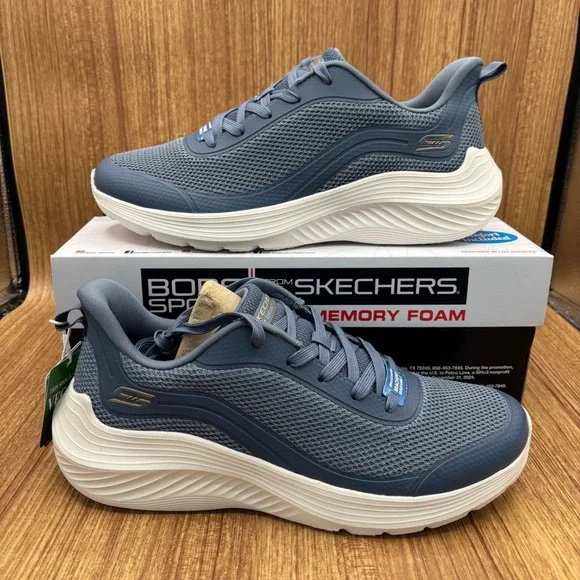 Skechers Bobs Squad Waves Womens 9.5 Slate Blue 117483 Memory Foam Sneakers NEW