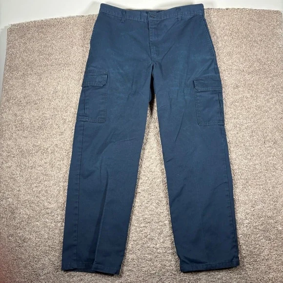 Dickies Mens Cargo Pants Navy Blue Workwear Straight Leg W34 L30 W241B74