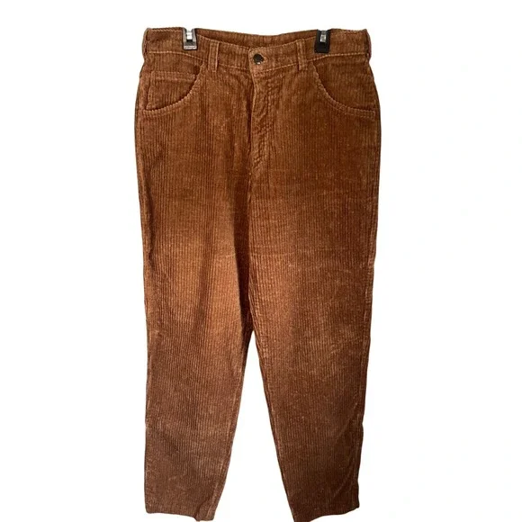 Vintage 70s/80s 49R High-Waisted Wide Wale Corduroy Trousers – Camel Brown 31x35