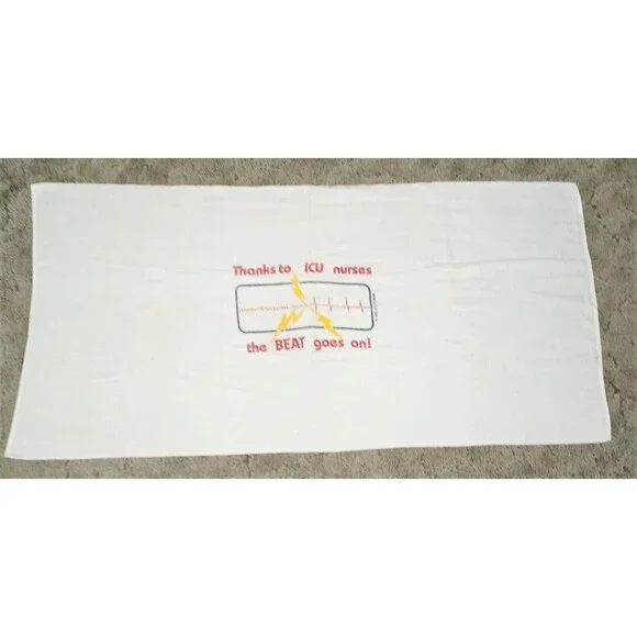 Vintage 1982 Dundee Bath Beach Towel Thanks to ICU Nurses the Beat Goes On