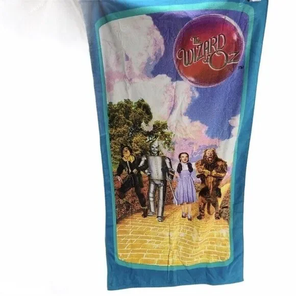 Vintage 90s Wizard of Oz Yellow Brick Road Beach Towel Dorothy Toto New