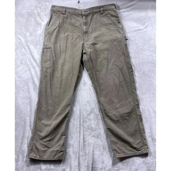 Carhartt Mens 38 Tan B151 LBR Relaxed Fit Canvas Work Pants Carpenter Utility