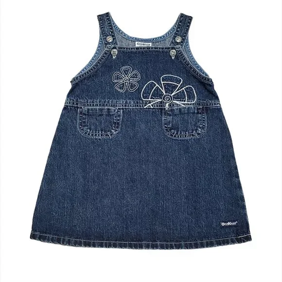 Oshkosh B'gosh Girl Denim Jumper Dress 24 Months Embroidery Blue Canada …