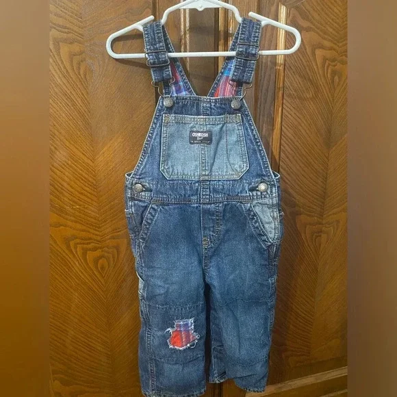Oshkosh B'gosh Plaid Lined Denim Overalls
