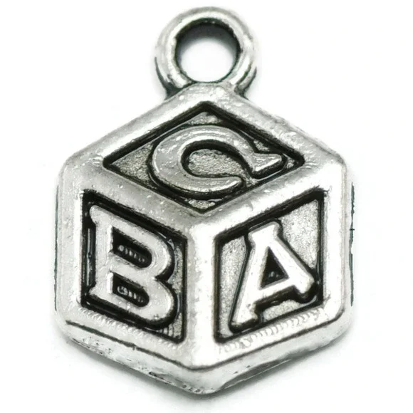 14pcs Baby Block Charms alphabet kids‎ toys learning jewelry making supplies