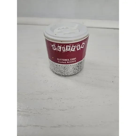 Vintage Glitter Glitterex‎ Corp 2oz Silver Made In USA Open 95% Full