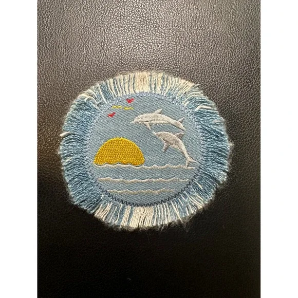 Dolphin Sunset Embroidered Iron on Patch Applique‎ Iron On Sew On Coastal Ocean