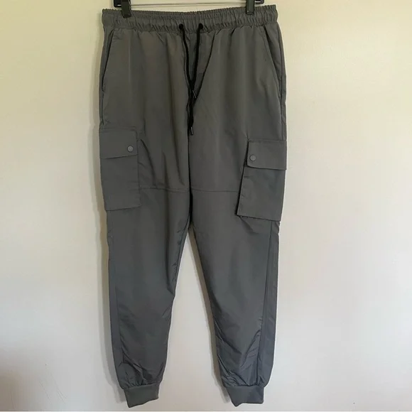 Men’s Southpole Cargo Joggers Track Pants Drawstring Size Large Gray 90’s Y2K‎