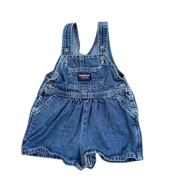 Vtg OshKosh Denim Shortalls Size 6-9M