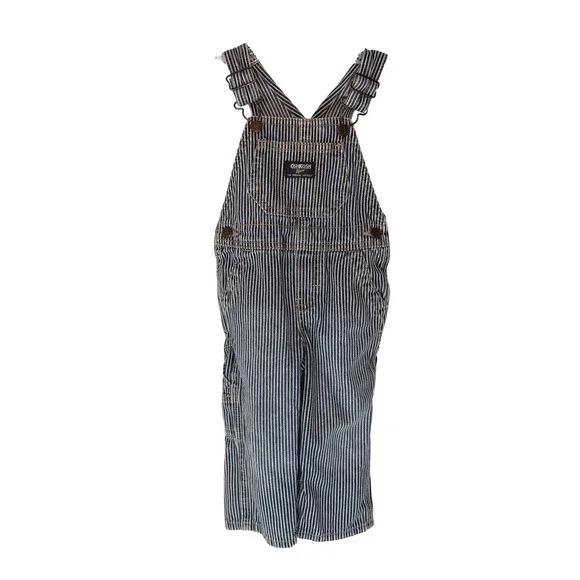 OshKosh B'gosh Bib Overalls Blue Railroad Striped Denim One Piece 2015 12 months