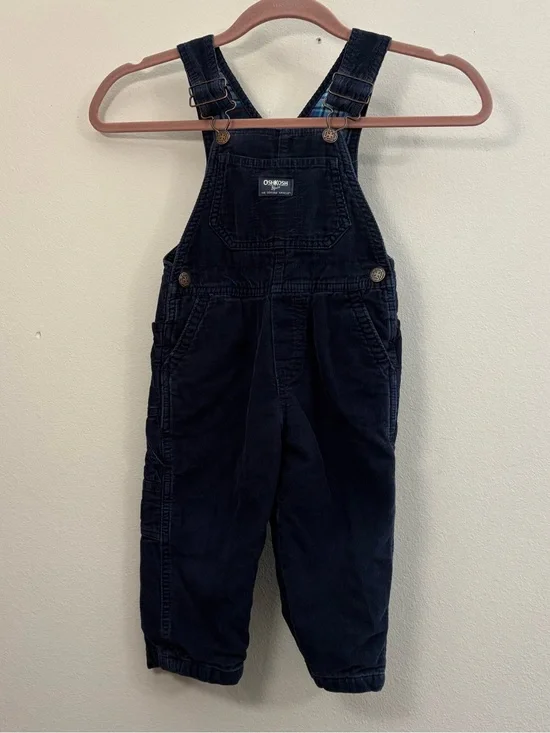 Oshkosh b'gosh Toddler Boys Corduroy Overalls lined insulated size 2T blue