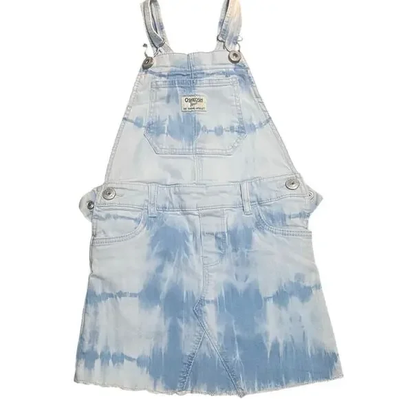 OshKosh B'gosh light blue‎ white wash denim overall jean skirt SIZE 4T