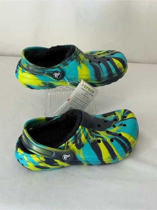 Crocs Kids Classic Lined Marbled Clog Navy Blue Multicolor J1