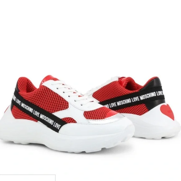 Love Moschino red and white sneakers size 37